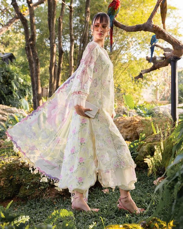 Maria B Lemon Lawn Chicken Kari Un-Stitched 3pc Suit