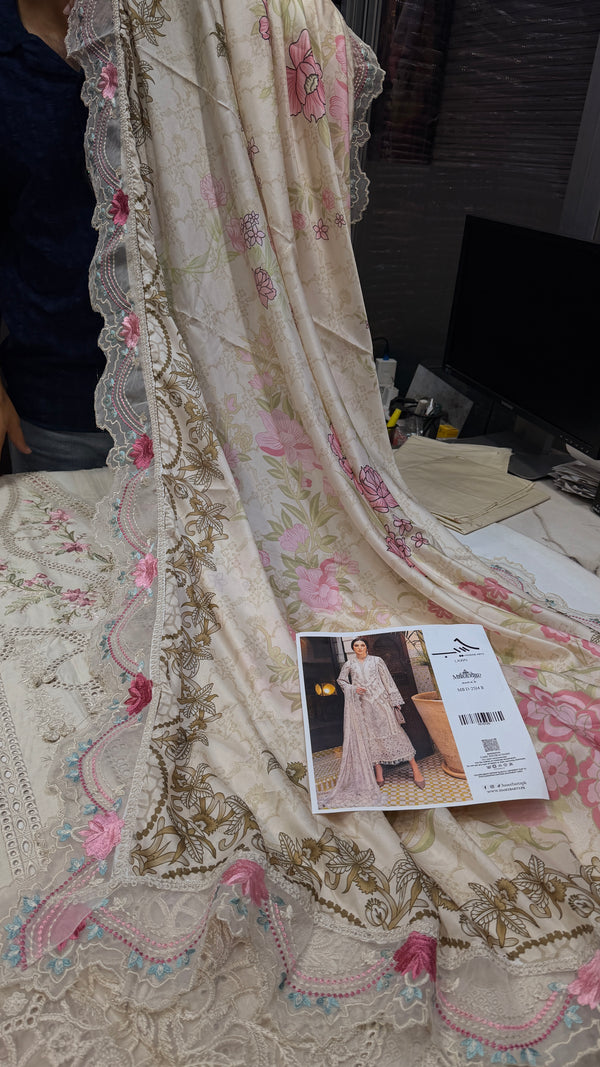 Maria B luxury lawn-organza-silk dupatta