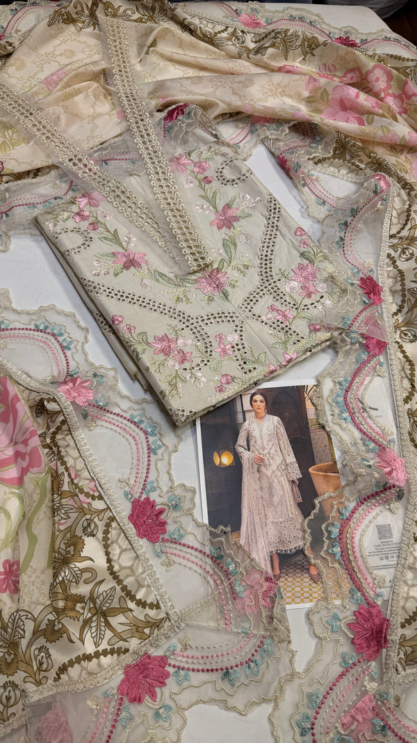 Maria B luxury lawn-organza-silk dupatta