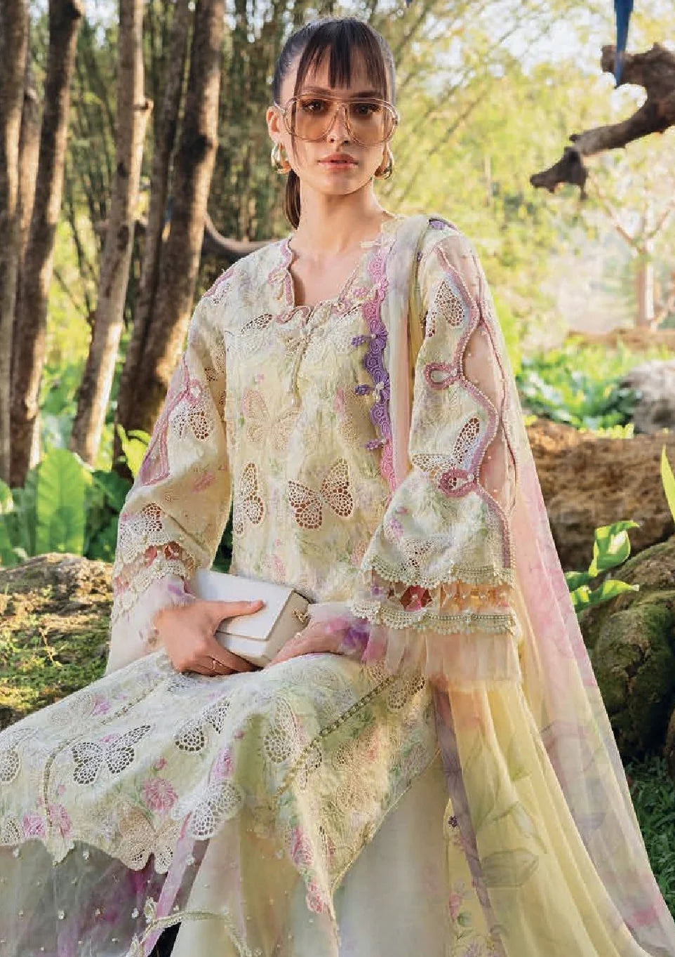 Maria B Lemon Lawn Chicken Kari Un-Stitched 3pc Suit