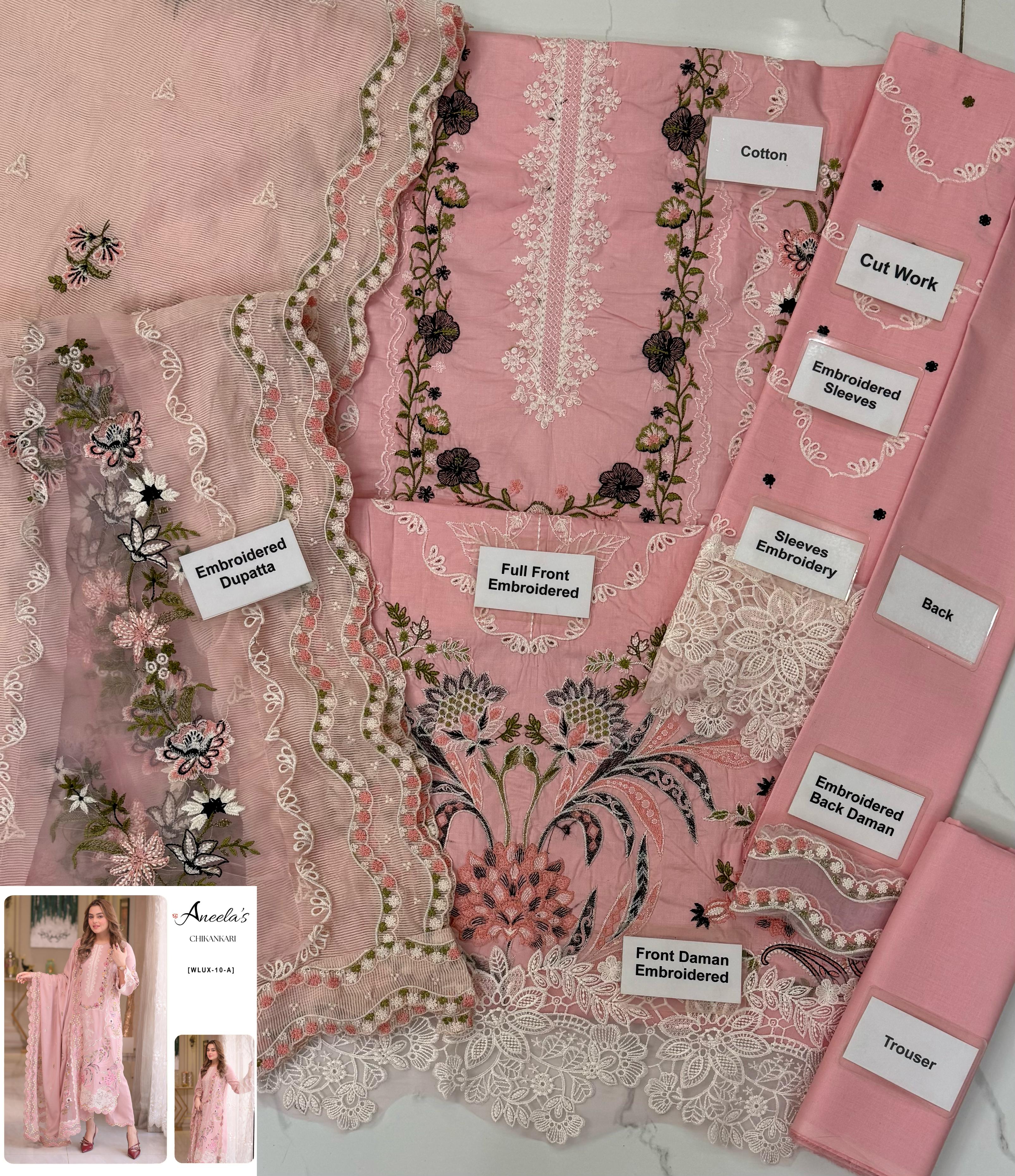ANEELAS NEW PINK CHIKANKARI PARTY WEAR