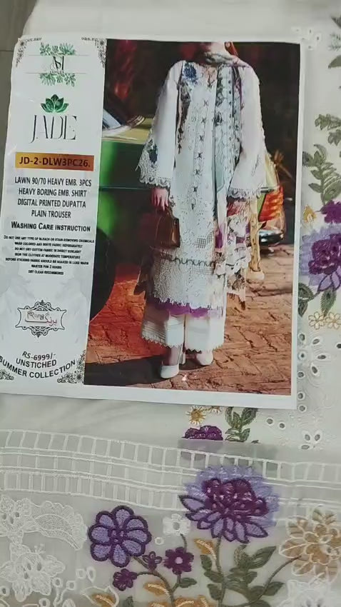 Jade Elegant 3-Piece Lawn Embroidered Suit