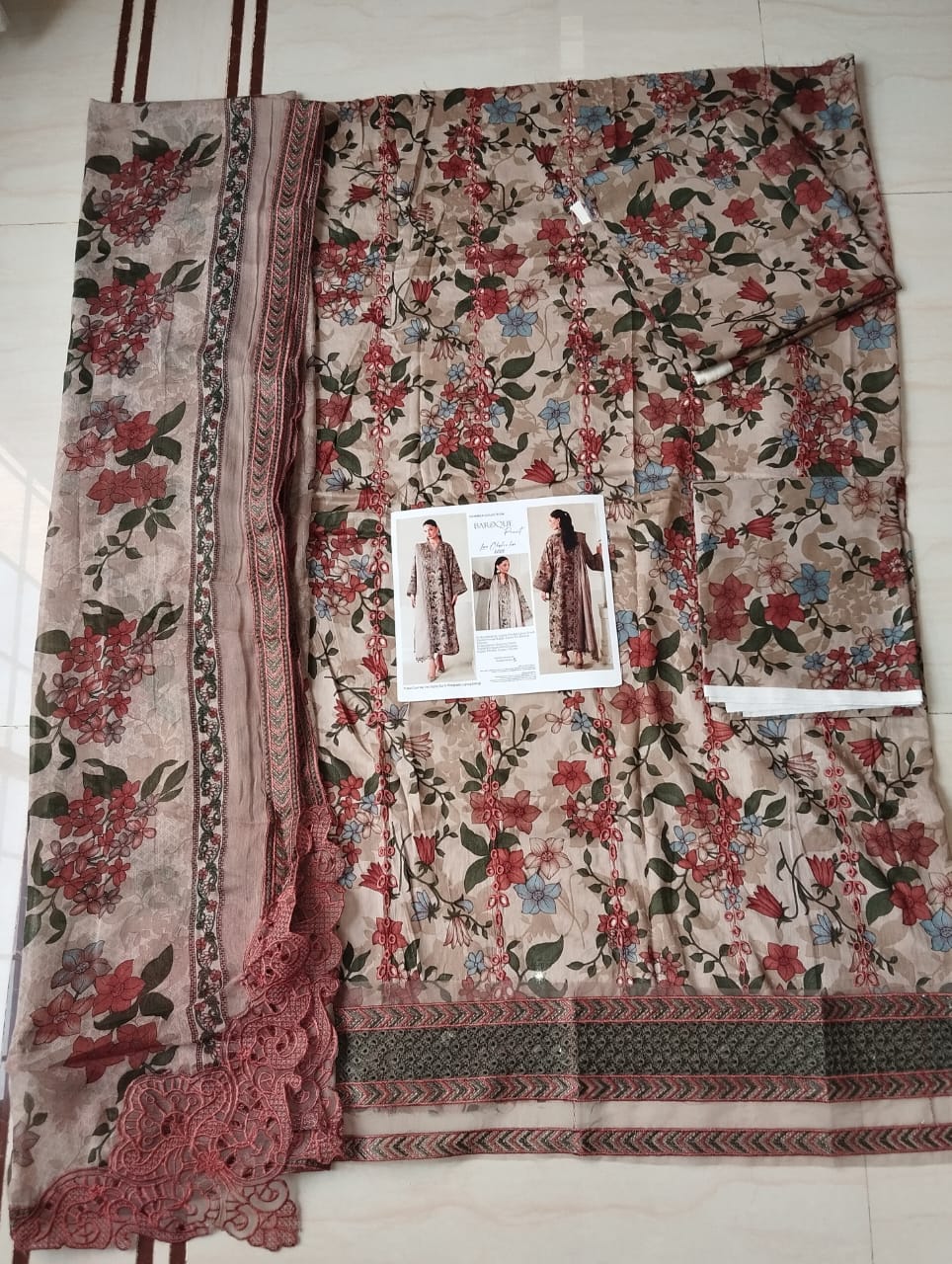 Baroque Lawn Embroidered & Printed 3 Piece Dress