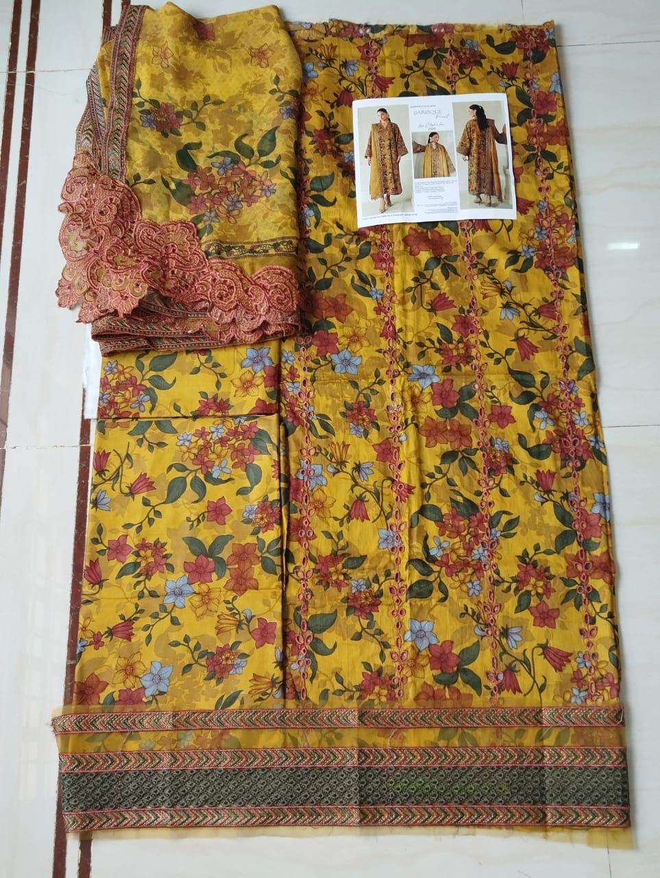 Baroque Lawn Embroidered & Printed 3 Piece Dress